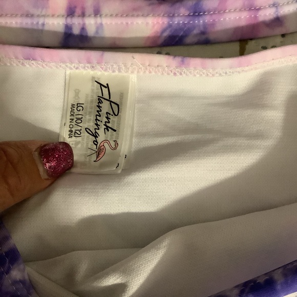 Pink Flamingo tankini tied dyed purple Lg 10/12 great for boating pool b… - Picture 4 of 14